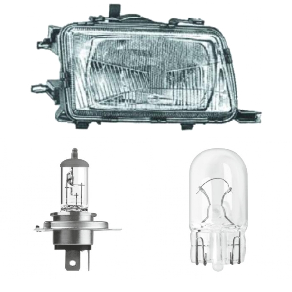 Scheinwerfer Halogen H4 links passend für Audi 80 Limousine Avant B4 1991-1996 inklusive Leuchtmittel/Birnen