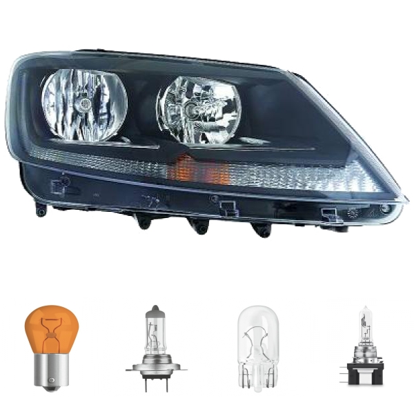 Scheinwerfer Depo H7 rechts passt für Seat Alhambra/ VW Sharan (7N/710) ab 2010 inklusive Leuchtmittel/Birnen
