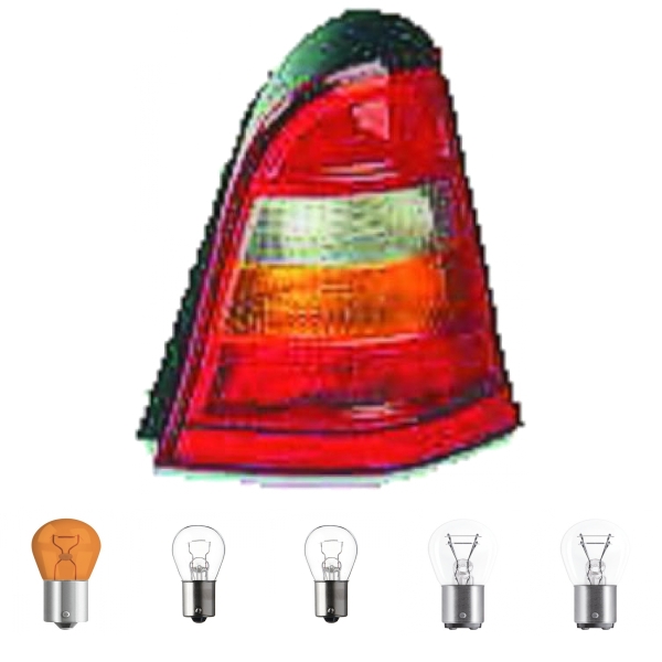 Depo / TYC Rückleuchte Heckleuchte rechts passt für Mercedes A W168 ab 97-00 inklusive Leuchtmittel/Birnen