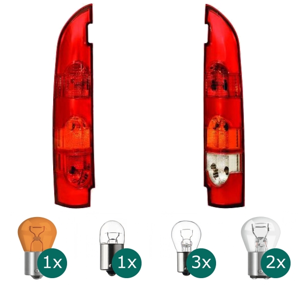 Depo / TYC Rückleuchte Hecktüren links passt für Renault Kangoo Rapid ab 03-07 inklusive Leuchtmittel/Birnen