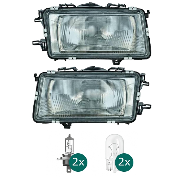 Scheinwerfer Halogen H4 links passend für Audi 80 B3 ab Baujahr 1986-1991 inklusive Leuchtmittel/Birnen