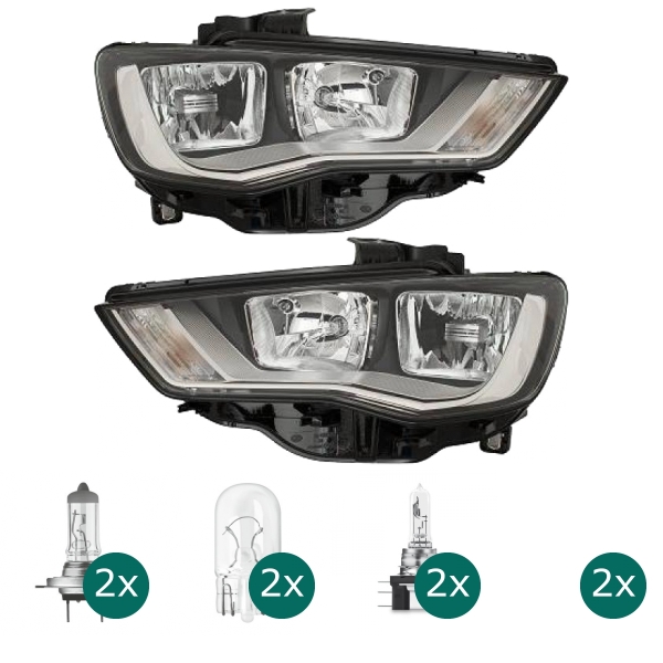 Scheinwerfer links H7/H15 passt für Audi A3 8V Vorfacelift ab Baujahr 12-16 inklusive Leuchtmittel/Birnen