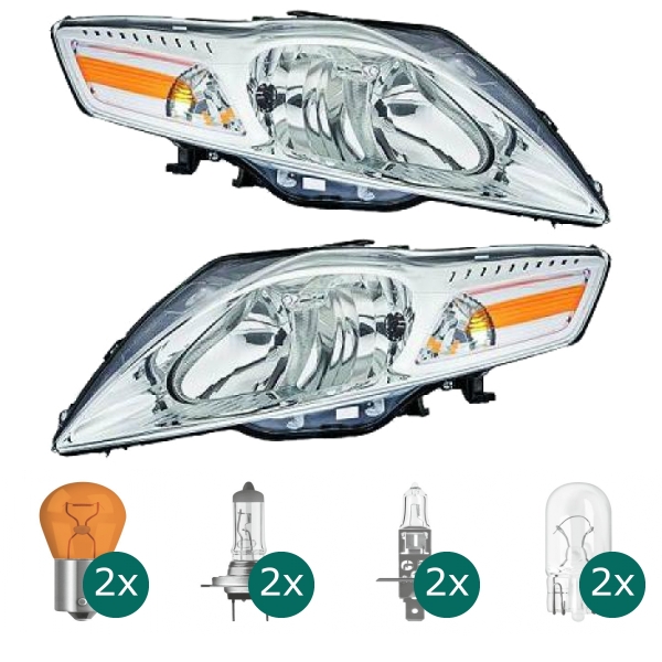 Scheinwerfer H1/H7 links passt für Ford Mondeo IV (BA7) Facelift Baujahr 10-14 inklusive Leuchtmittel/Birnen