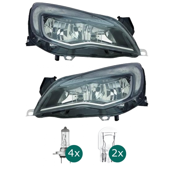 Scheinwerfer H7 + TGFL Depo links passt für Opel Astra J Stufenheck ab 12-15 inklusive Leuchtmittel/Birnen