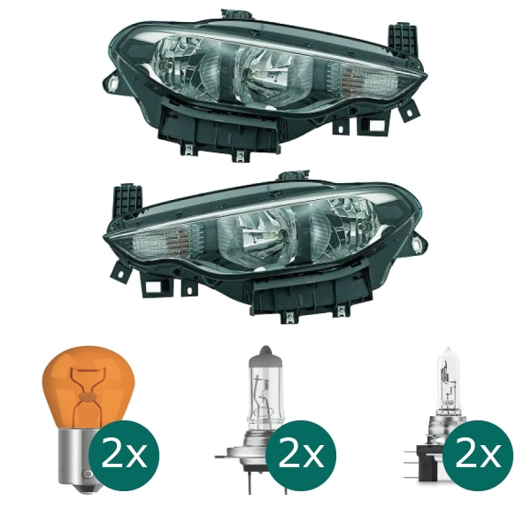 Scheinwerfer Depo H7/H15 links passt für Fiat Tipo (356) ab 2015-2020 inklusive Leuchtmittel/Birnen