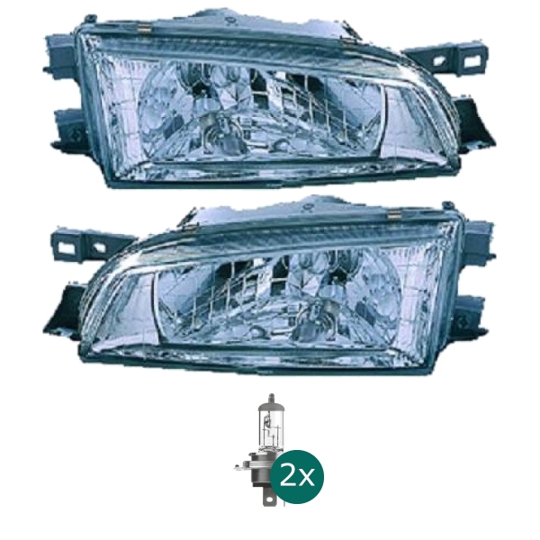 Scheinwerfer glasklar Depo H4 links passt für Subaru Impreza (GC) ab 1992-2000 inklusive Leuchtmittel/Birnen