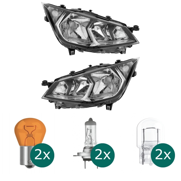 Scheinwerfer Depo H7/H7 mit TGFL links passt für Seat Ibiza V KJ1 ab Baujahr 17 inklusive Leuchtmittel/Birnen