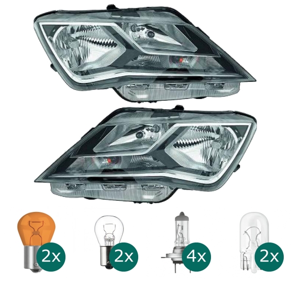 Scheinwerfer Depo H7/H7 mit TGFL links passt für Seat Toledo IV (KG3) ab 12-15 inklusive Leuchtmittel/Birnen