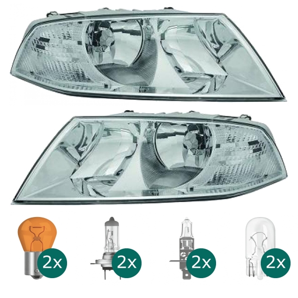 Hauptscheinwerfer links H1/H7 passt für Skoda Octavia II Combi 04-08 inklusive Leuchtmittel/Birnen