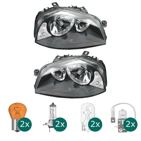 Hauptscheinwerfer links H3 H7 mit Blinklicht passt für Seat Arosa 00-04 inklusive Leuchtmittel/Birnen