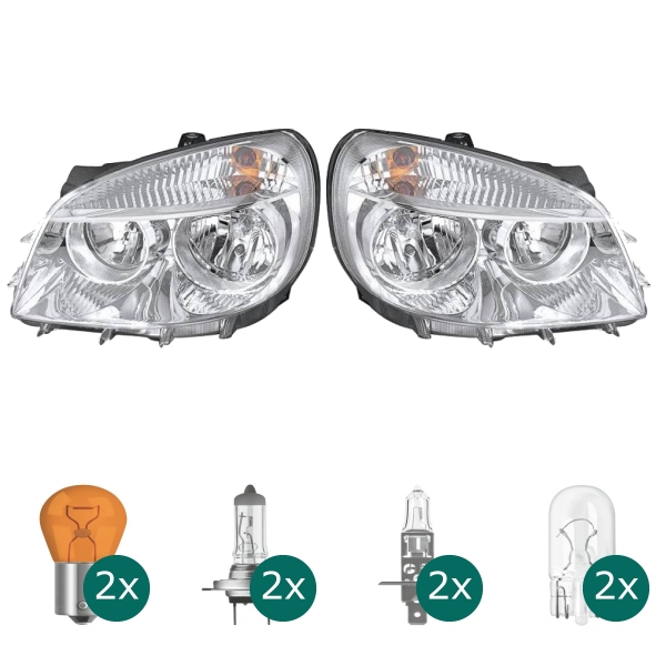 Hauptscheinwerfer links H1/H7 mit Blinklicht passt für Fiat Doblo 05-09 inklusive Leuchtmittel/Birnen