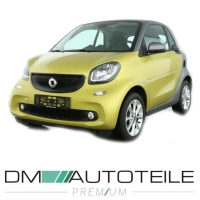 SET Smart Fortwo 453 Stoßstange vorne grundiert+Kühlergitter Schwarz+Stoßstangengitter Mitte+Zubehör 09/14