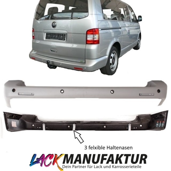 Heck Stoßstange LACKIERT für VW T5 2003-2012 Multivan Caravelle Transporter PDC