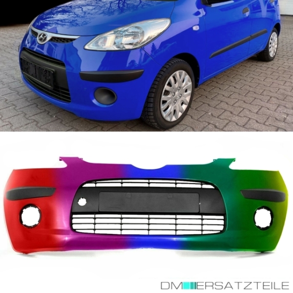 Set LACKIERT Hyundai I10 Stoßstange vorne Bj 08-11 Schwarz Komplett mit Grill + Leisten