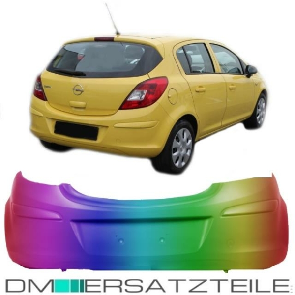 Set LACKIERT Opel Corsa D Stoßstange hinten 06-14  grundiert ohne PDC nur für 5 türer