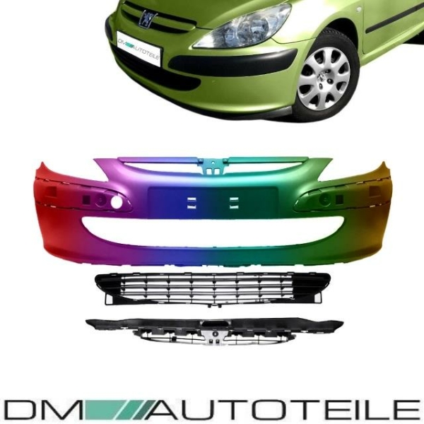 SET Peugeot 307 Bj. 01-05 Stoßstange vorne LACKIERT + Kühlergrillblende + Gitter unten