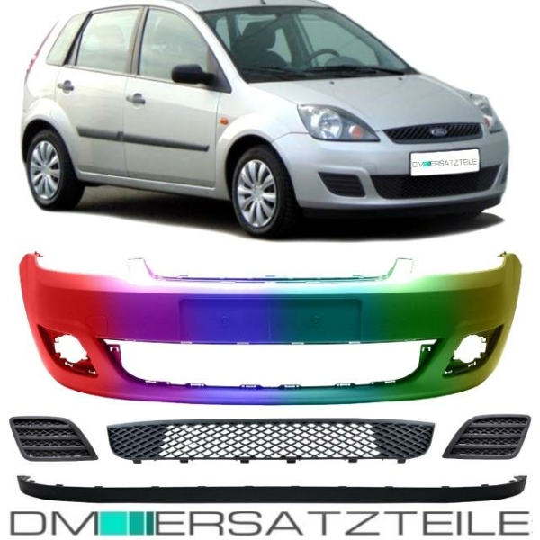 Set Ford Fiesta V 5 JB JH Stoßstange vorne LACKIERT Bj 05-08 + Stoßstangengitter komplett mit Spoilerlippe