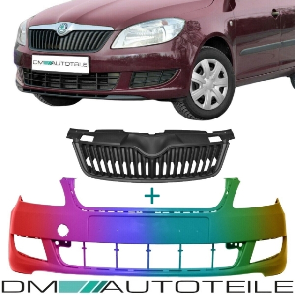 Set für Skoda Fabia / Roomster 5J Front Stoßstange vorne + Grill Bj.2010- 2014 Lackiert