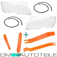 Scheinwerferglas SET + PVC Werkzeug passt für BMW E46 Limousine Touring Facelift