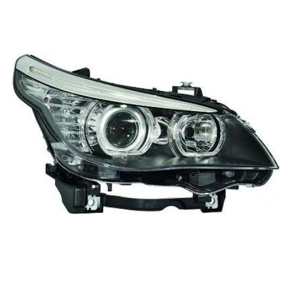 H7/H7 Angel Eyes Scheinwerfer Set Schwarz +LED Ringe für BMW 5er E60 E61 03-07