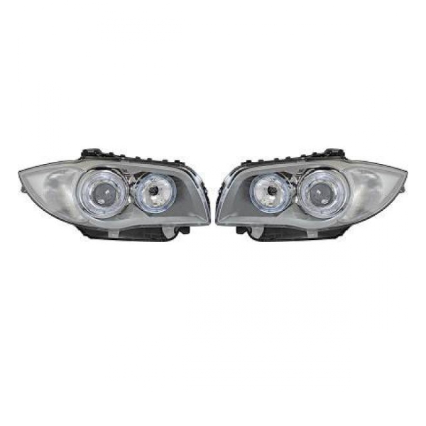Set H7/H7 Angel Eyes Scheinwerfer Silber Grau für BMW 1er E81 E82 E88 2004-2011