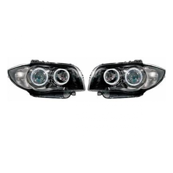 H7/H7 LED Angel Eyes Scheinwerfer Set Schwarz klar für BMW 1er E81 E82 E88 04-11