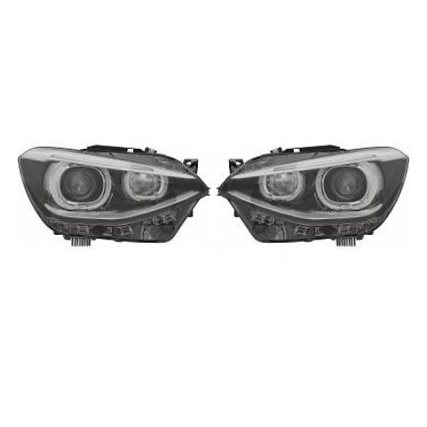 H7 Scheinwerfer Set Schwarz +LED Facelift Design für BMW 1er F20 F21 bis Bj 2015