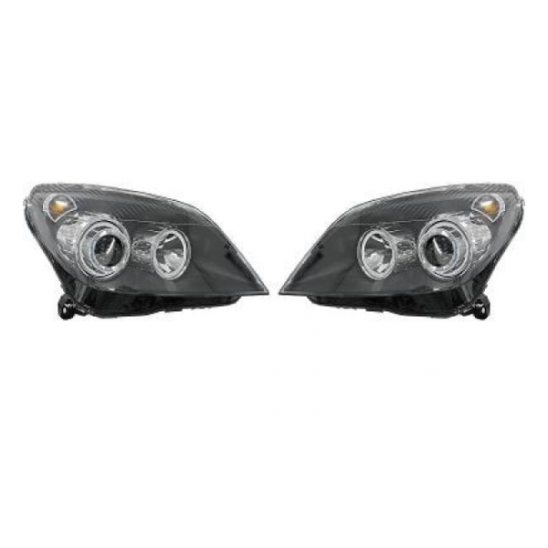 Set Angel Eyes Scheinwerfer Schwarz H7/H7 für Opel Astra H GTC Caravan TwinTop 