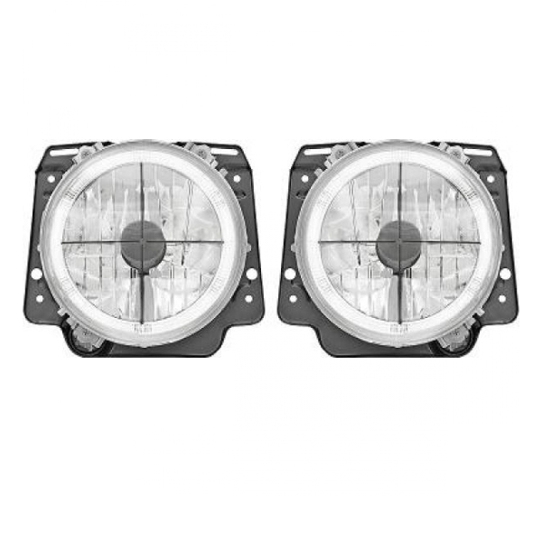 Set Angel Eyes Fadenkreuz Scheinwerfer Schwarz Chrom H4 für VW Golf II 19E, 1G1