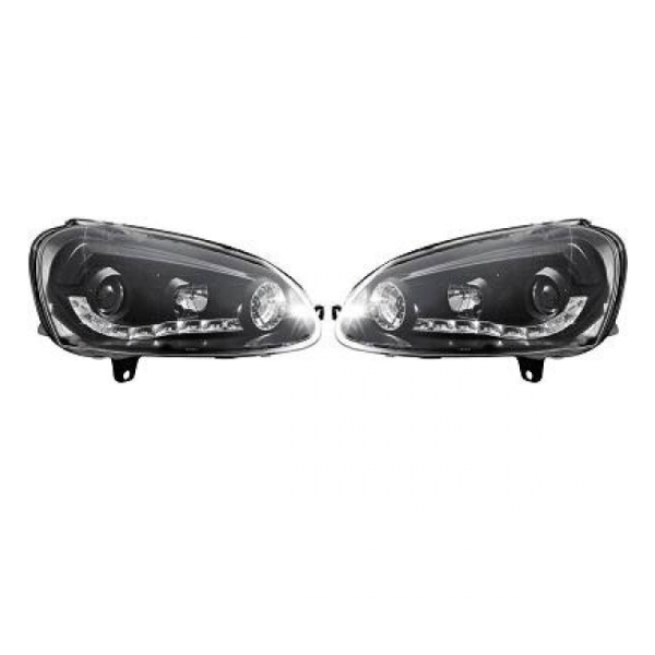 LED Scheinwerfer Set Schwarz Klarglas H1/H1 für VW Golf V Jetta III +LED Blinker