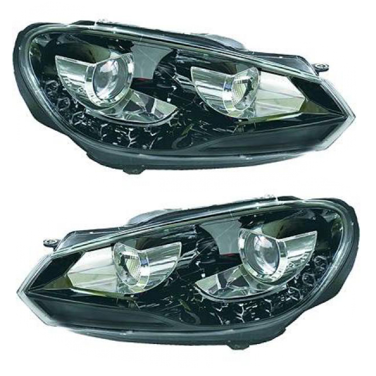 LED Tagfahrlicht Scheinwerfer Set Schwarz H7/H7 für VW Golf VI 6 inkl.Stellmotor