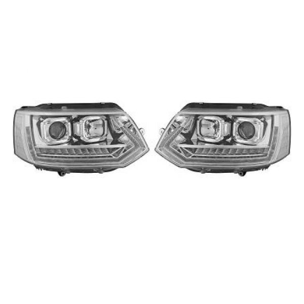 LED Scheinwerfer H7/H1 dynamische Blinker Chrom Klarglas für VW T5 GP 2009-2015