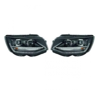 Set H7/H1 LED TFL Scheinwerfer Schwarz +Motor für VW...