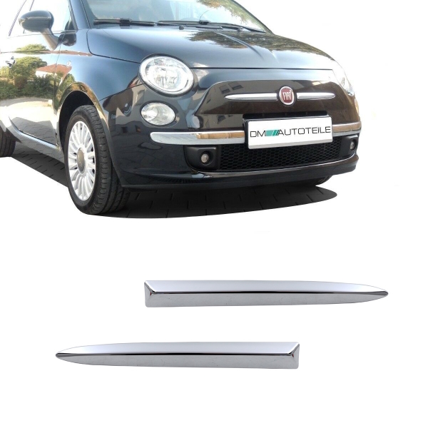 Set Chromleiste vorne Rechts & Links Stoßstange vorne für Fiat 500 ab 07-15