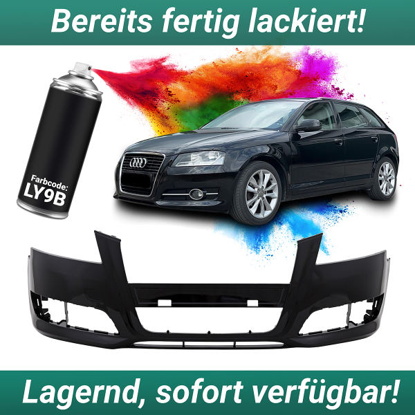 Lackiert LY9B Brillantschwarz für Audi A3 8P 8PA Stoßstange vorne 08-12 Facelift ohne PDC/SRA 3-5-Türer