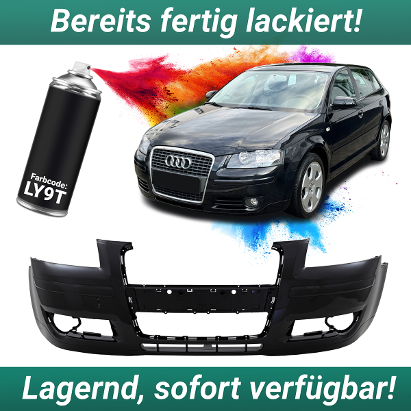 Lackiert LY9T Mythosschwarz-metallic für Audi A3 8P1 Stoßstange vorne ab 2005-2008 3-Türer +Sportback PREMIUM