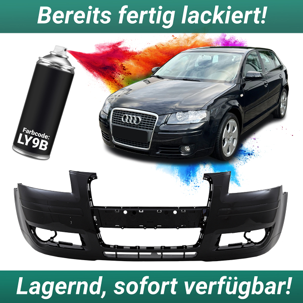 Lackiert LY9B Brillantschwarz für Audi A3 8P1 Stoßstange vorne ab 2005-2008 3-Türer +Sportback PREMIUM