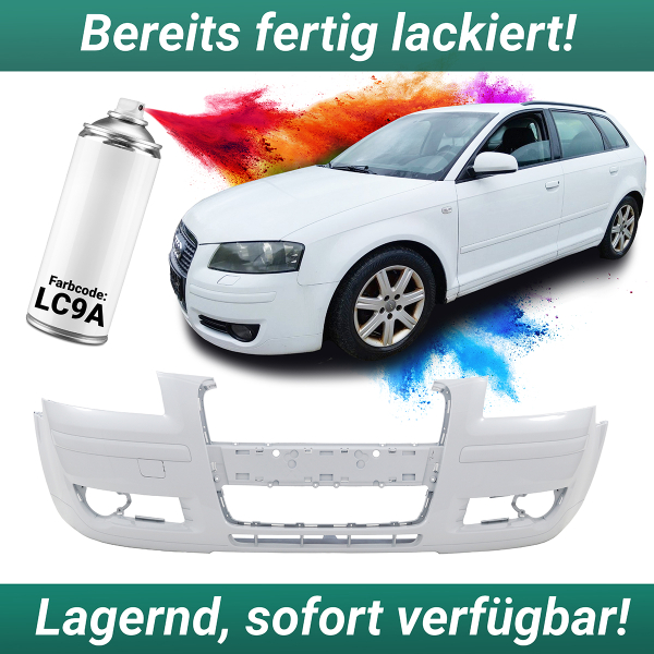 Lackiert LC9A Pure White für Audi A3 8P1 Stoßstange vorne ab 2005-2008 3-Türer +Sportback PREMIUM