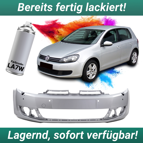 Lackiert Silber LA7W Unfall Front Stoßstange Vorne für VW Golf VI 6 mit PDC/SRA Bj. 08-16