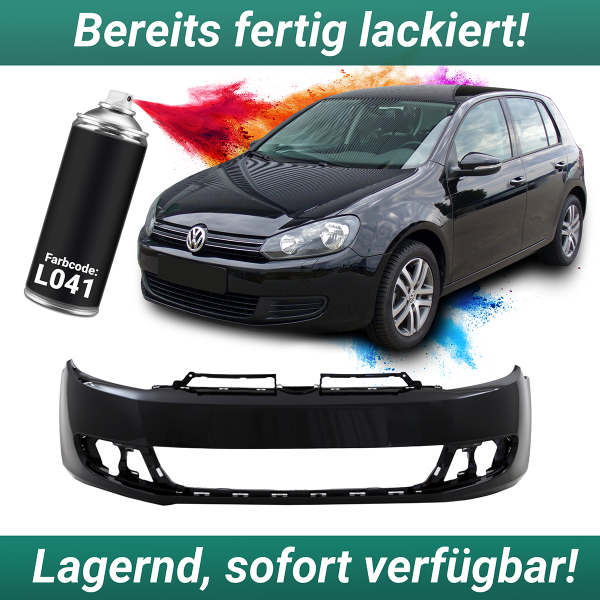 Lackiert Brillantschwarz Uni L041 für VW Golf VI 6 Stoßstange Vorne EU Ware ohne PDC