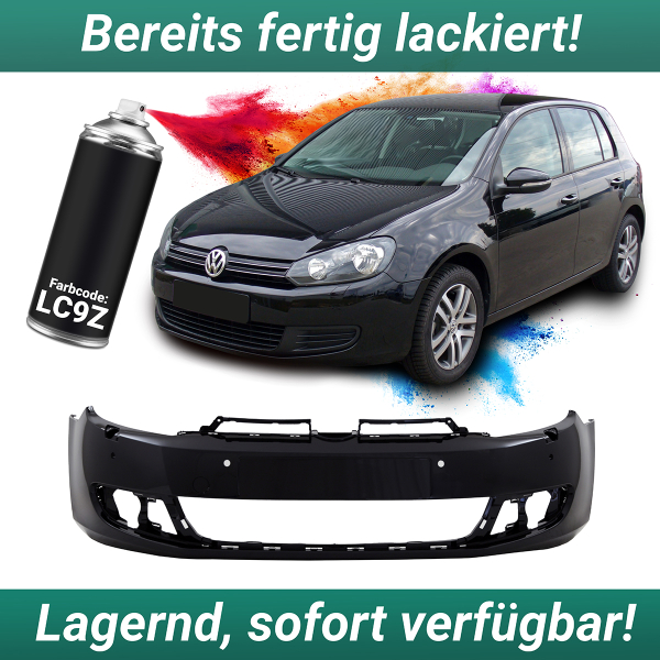 Lackiert LC9Z Black Magic Pearl Unfall Front Stoßstange Vorne für VW Golf VI 6 mit 4x PDC + SRA