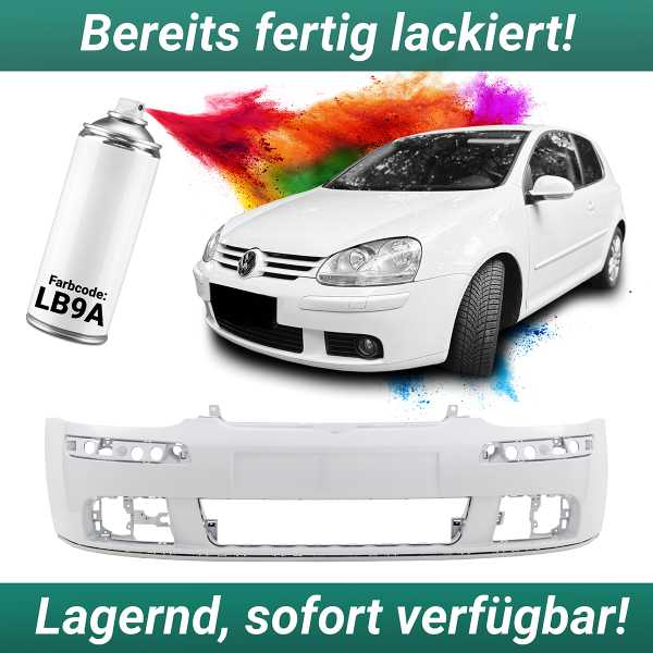 Lackiert LB9A Candyweiss für VW Golf 5 V Stoßstange vorne für SRA EU-WARE 03-08