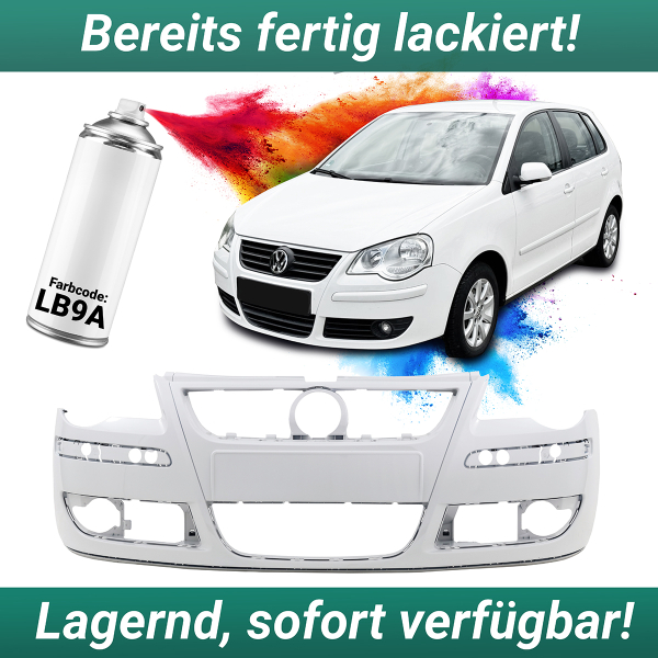 Lackiert Stoßstange vorne Candyweiss LB9A passt für VW Polo 9N3 Facelift 2005-2009 EU Ware