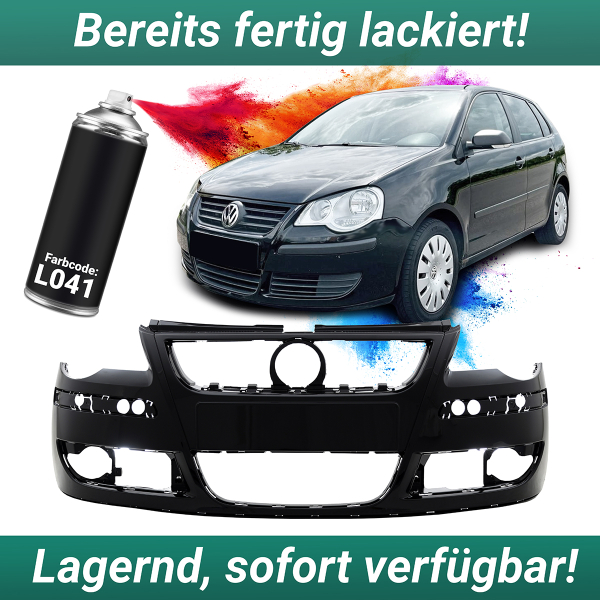 Lackiert L041 Brillantschwarz Uni Stoßstange vorne für VW Polo 9N3 Facelift 05/2005-2009