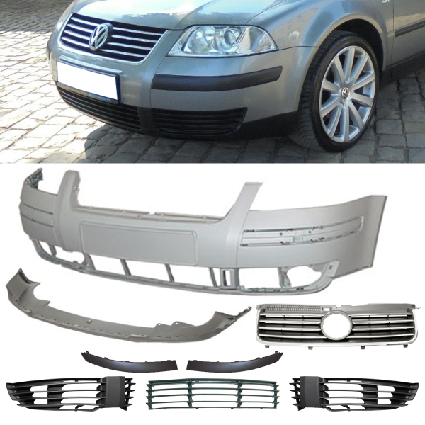 Stoßstange vorne ohne SRA + Gitter Zubehör passt für VW Passat 3BG ab 2000-2005