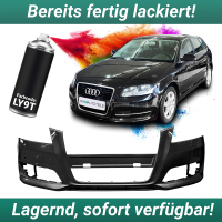 Lackiert LY9T Stoßstange vorne Mythosschwarz Metallic 4x PDC/SRA für Audi A3 3-5-Türer ab 2008-2012 Facelift 