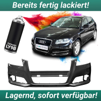 Lackiert LY9B Stoßstange vorne Brillantschwarz 4x PDC/SRA für Audi A3 3-5-Türer ab 2008-2012 Facelift 